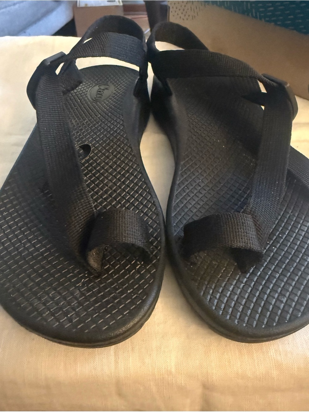 Chaco Black Women's Strap Sandal with Patterned Footbed
